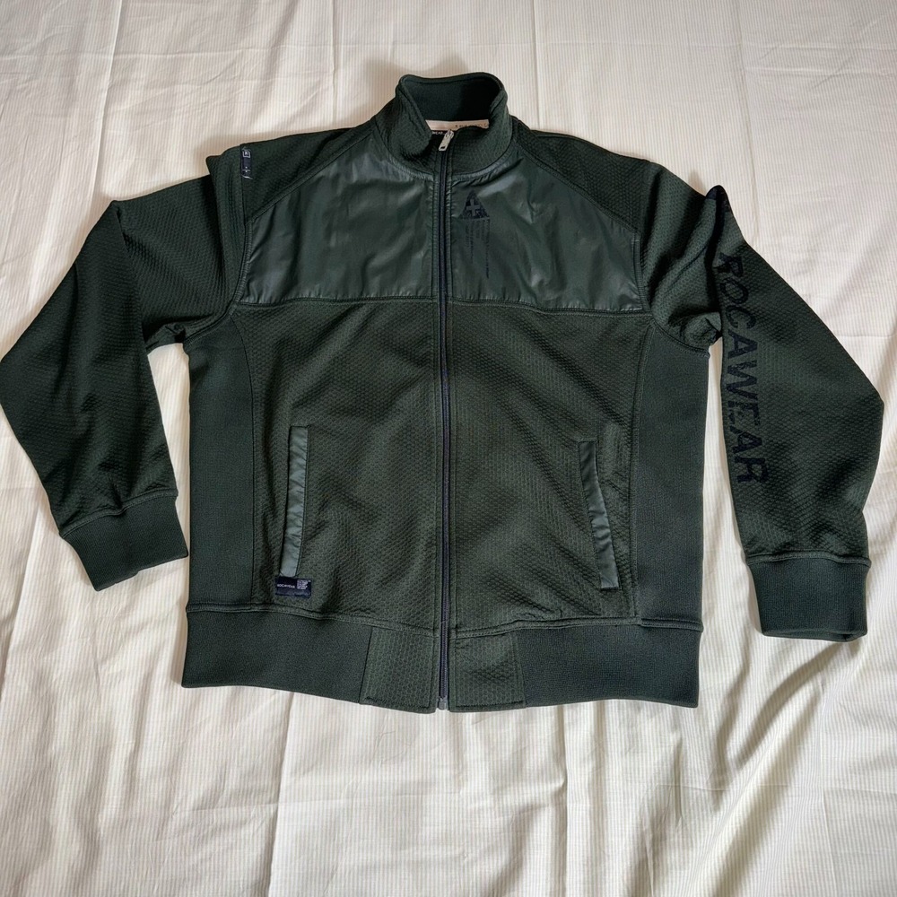 Rocawear Mens Army Green Polyester Jacket with Full‎ Zip and Pockets Size Large